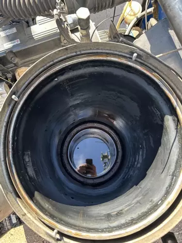 Inside boiler jacket of Nilfisk Contractor hot pressure washer after removing damaged heating coil